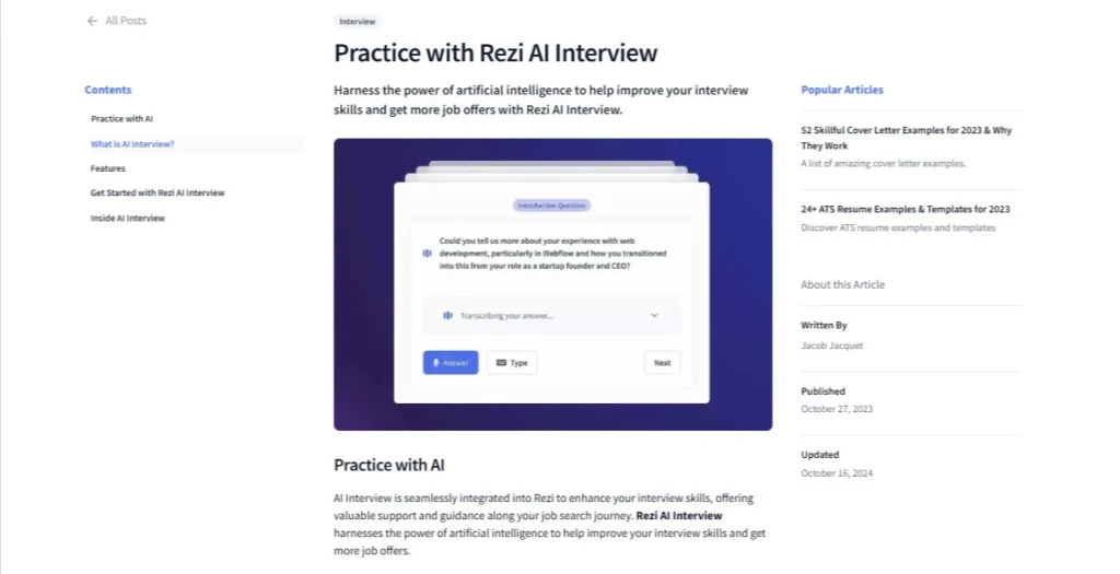 Rezi AI Interview Coach